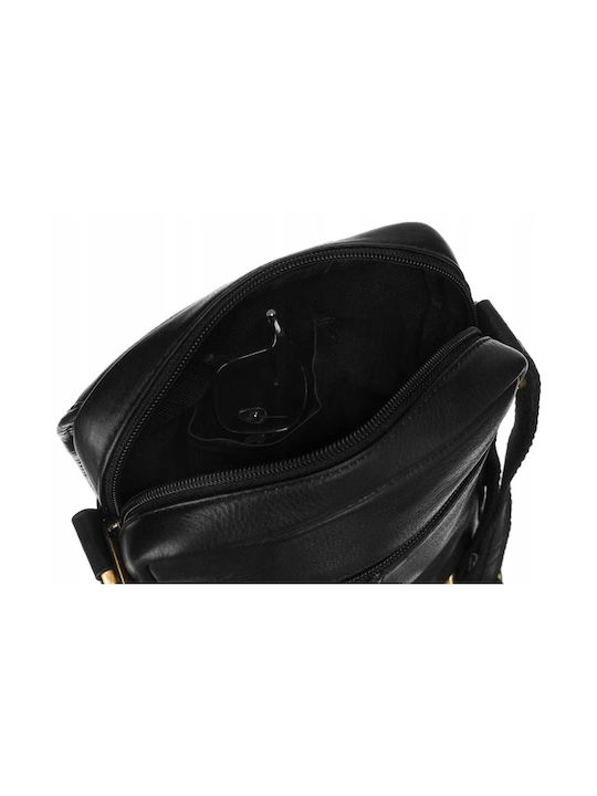 Leder Herrentasche Schulter / Crossbody Schwarz