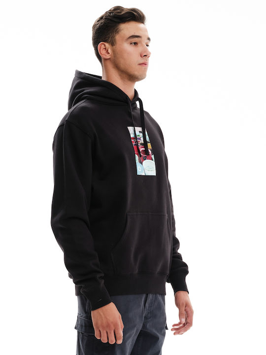 Emerson Herren Sweatshirt mit Kapuze und Taschen Schwarz