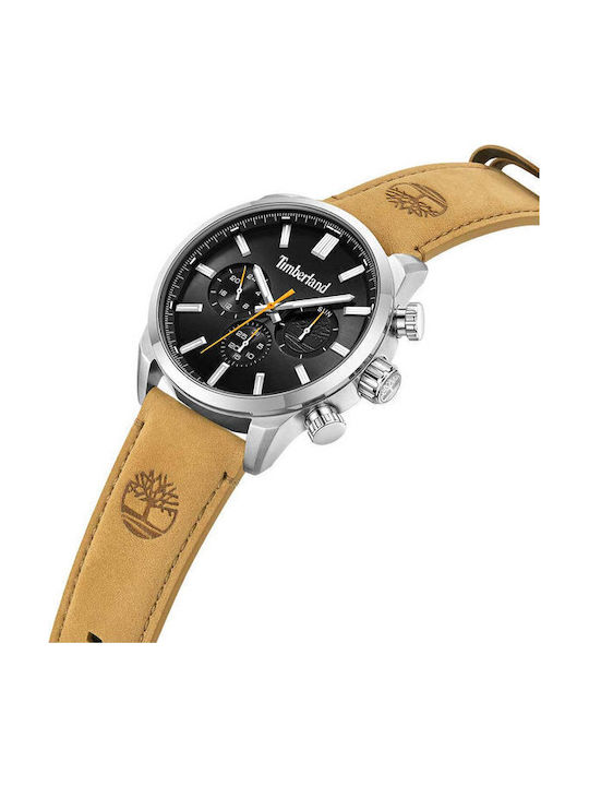 Timberland Henniker Ii Ανδρικό Ρολόι 46mm Μπαταρίας με Καφέ Δερμάτινο Λουράκι