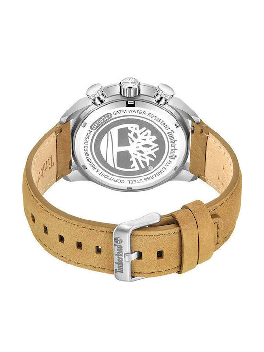 Timberland Henniker Ii Ανδρικό Ρολόι 46mm Μπαταρίας με Καφέ Δερμάτινο Λουράκι