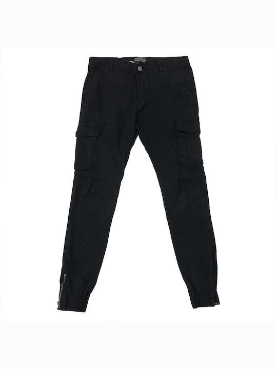 Ustyle Men's Trousers Cargo Elastic Black