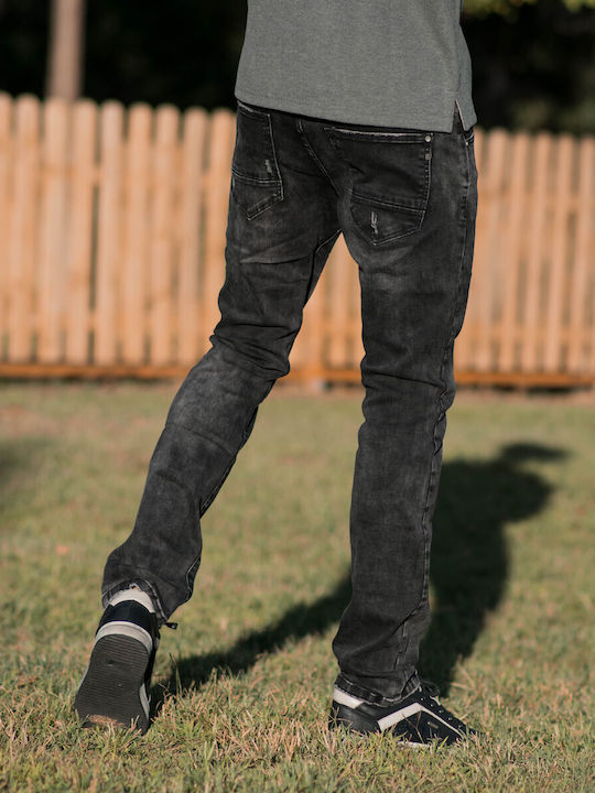 Mohicans Black Line Pantaloni de Bărbați din Jean Negru