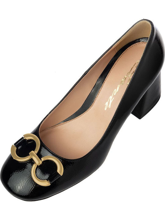 Patent Leather Black Medium Heels