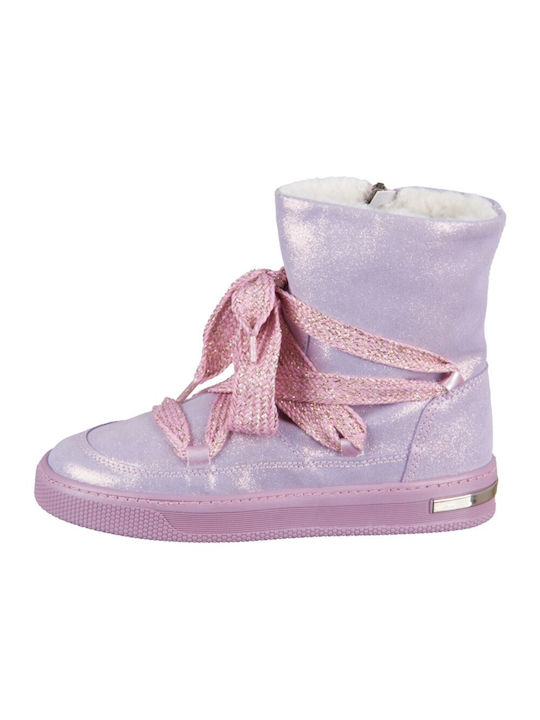 Primigi Kids Leather Boots with Lace Pink