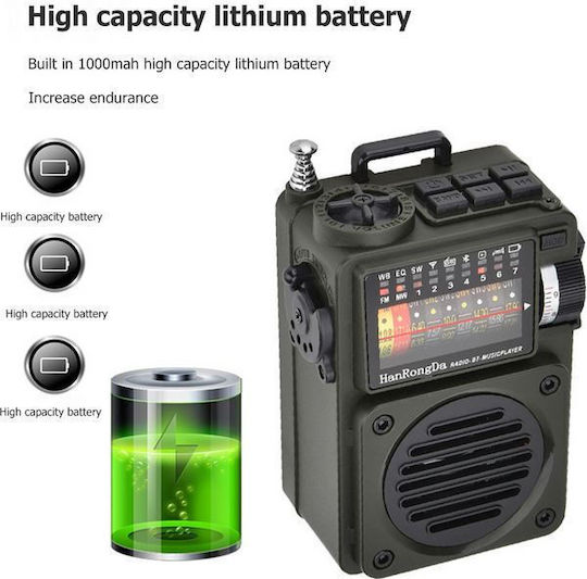Hanrongda HRD-700 Портативен Радиоприемник Акумулаторен с Bluetooth Черен