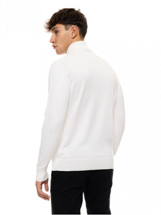 Smart Fashion Men's Long Sleeve Sweater Turtleneck White