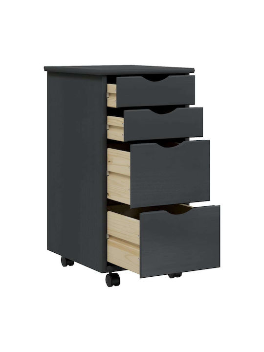 Sertar de Birou din Lemn Masiv Gri 34x39x65.5cm