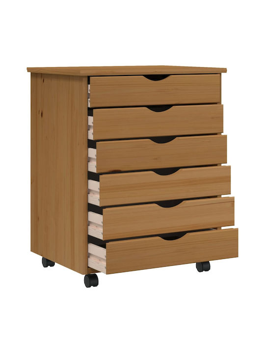 Office Storage Solid Wood Drawer Honey Brown L53xW39xH65.5cm