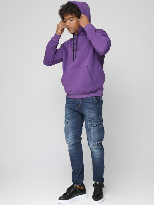 Tresor Men's Sweatshirt with Hood and Pockets Purple