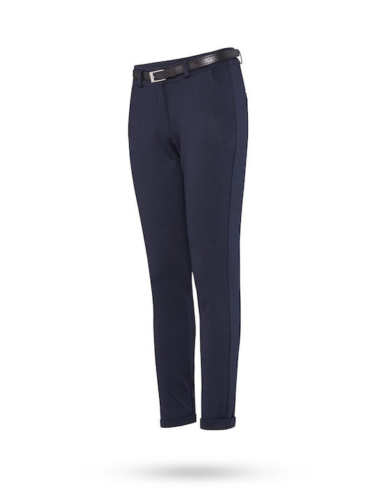 Mezzo Mezzo Women's Fabric Trousers Blue