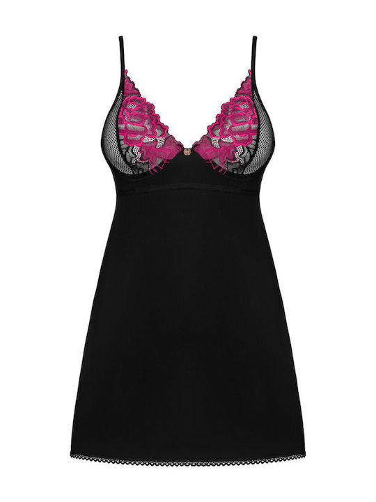 Obsessive Sommer Damen Nachthemd Schwarz Rosenty