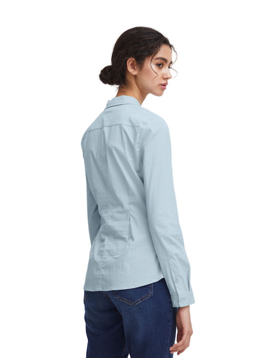 ICHI Women's Long Sleeve Shirt Light Blue