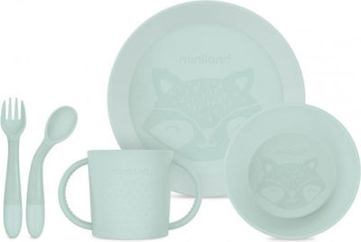 Miniland Feeding Set made of Plastic Green 5pcs