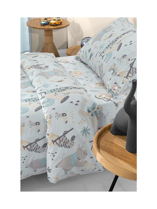 Saint Clair Set Kids Duvet Cover Single with Pillowcase Cotton Blue 160x220cm