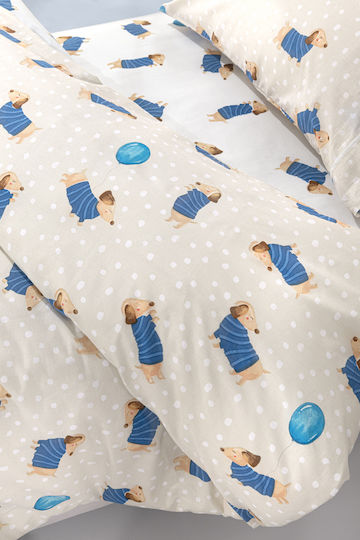 Saint Clair Set Kids Duvet Cover Single with Pillowcase Cotton Blue 160x220cm
