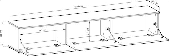 Έπιπλο Τηλεόρασης Loro Plus Λευκό Μ175xΠ32xΥ30cm