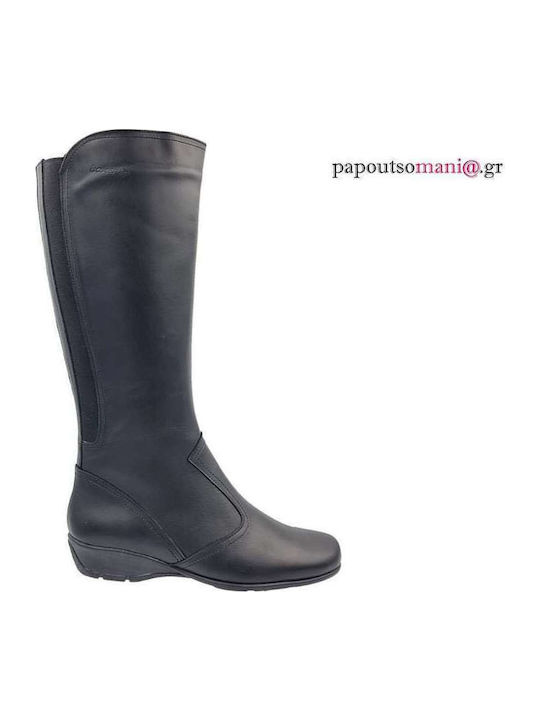 Leather Women's Boots with Zipper Black