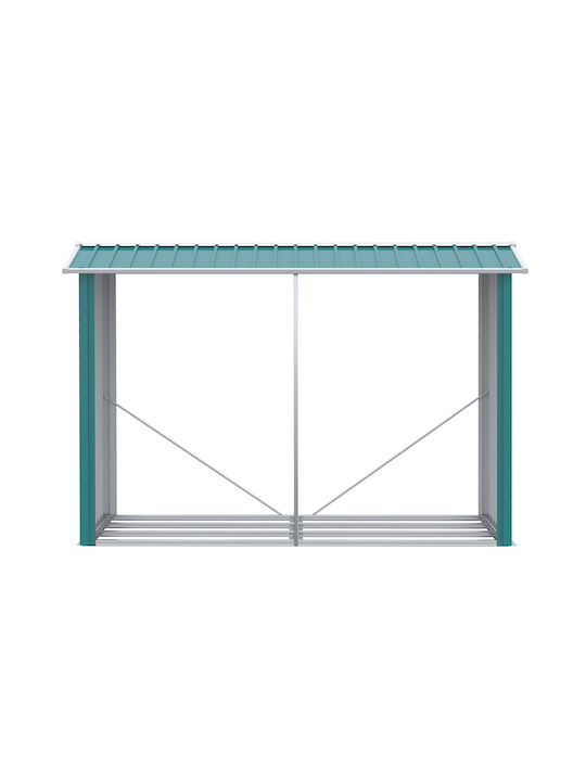 Outsunny Woodshed Μεταλλικό Ράφι Αποθήκευσης Ξύλων 240x86x160cm Πράσινο