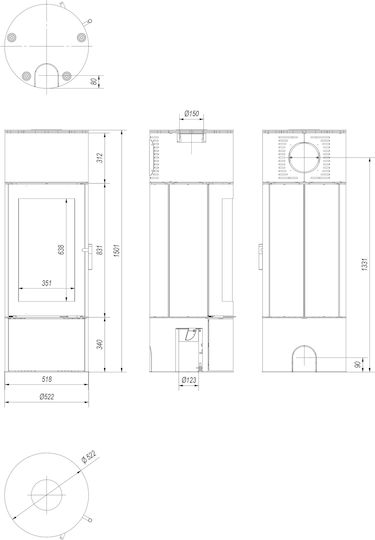 Kratki Antares Ecodesign Ceramică Soba pe lemne 10kW Alb