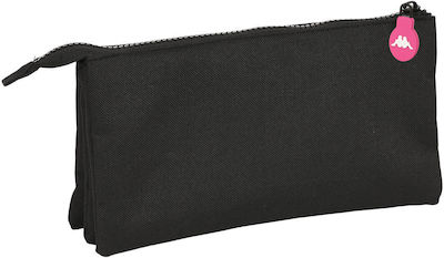 Kappa Fabric Black Pencil Case with 2 Compartments