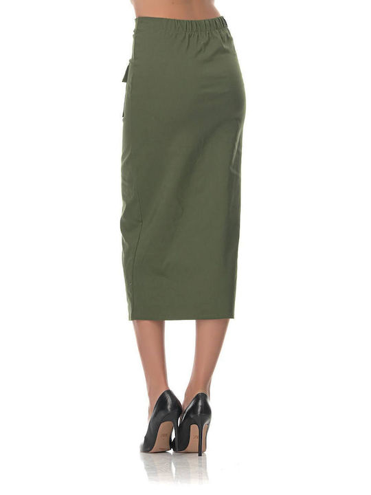 Sushi's Closet Pencil Midi Skirt in Khaki color