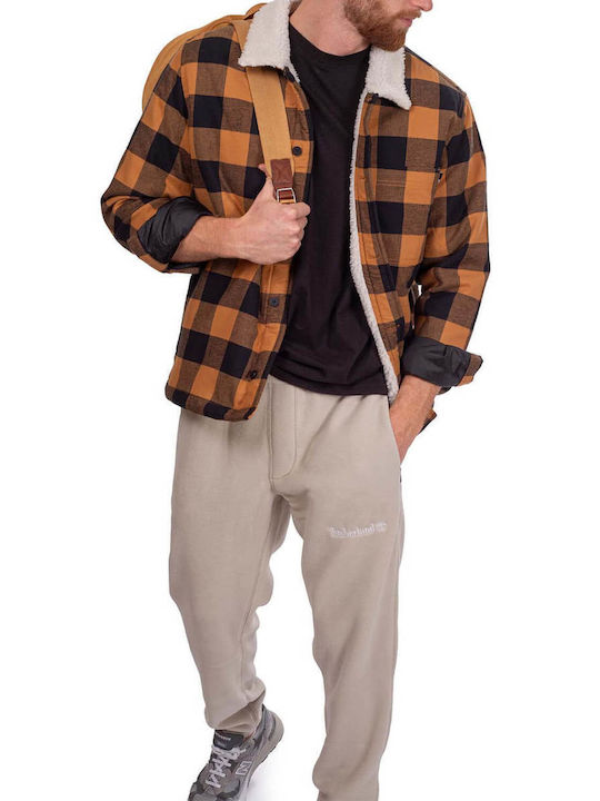 Timberland Men's Shirt Long Sleeve Checked Brown