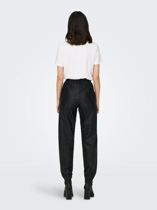 Only Mw Women's Leather Trousers Black