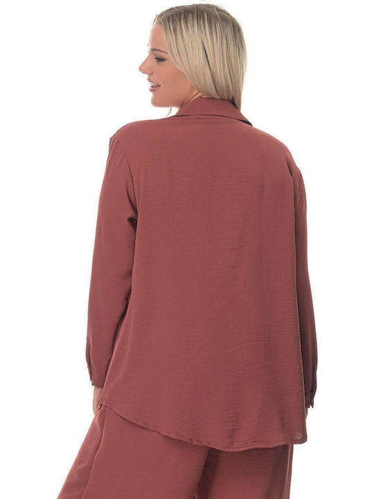Women's Red Set with Pants with Elastic in Loose Fit