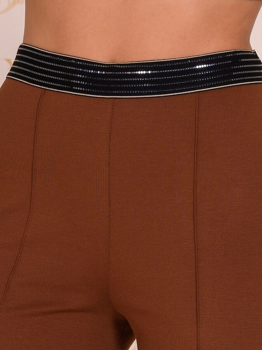 Women's Trousers with Rubber Band Brown