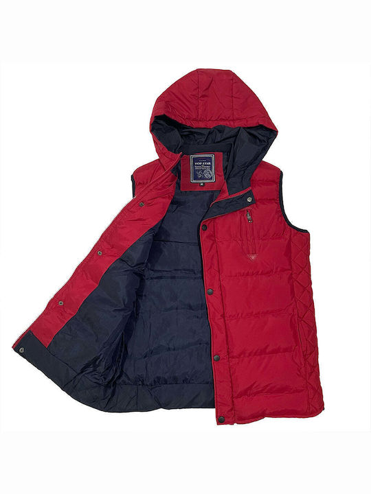 Ustyle Ärmellos Herren Jacke Lässig Rot