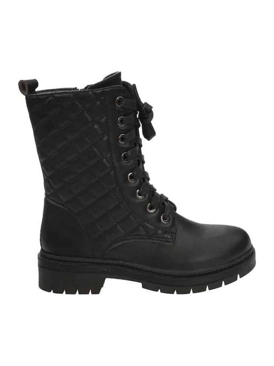 Leather Kids Boots with Laces Black