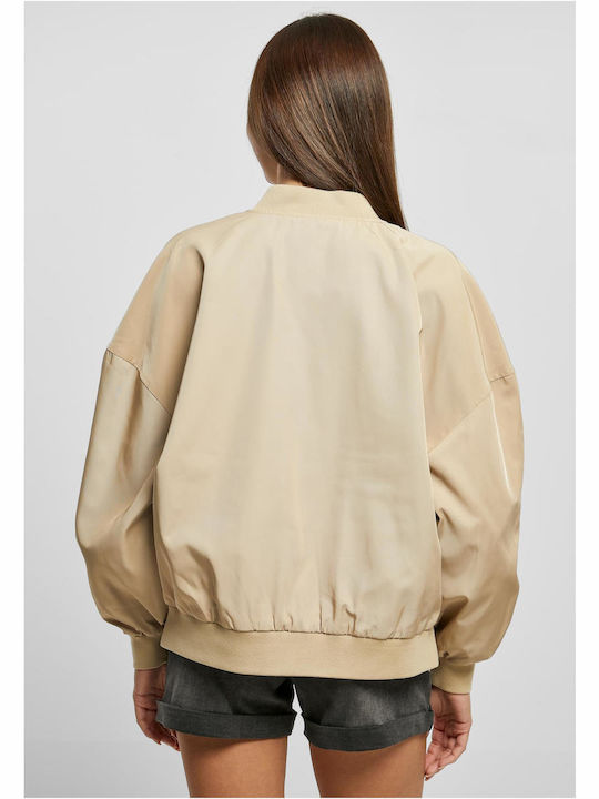 Urban Classics Women's Short Bomber Jacket for Winter Beige