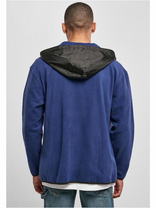 Men's Fleece Cardigan with Hood Blue