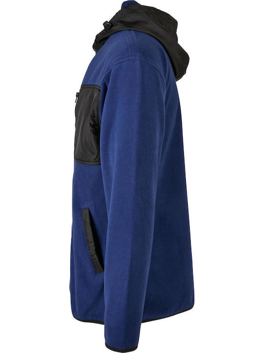 Men's Fleece Cardigan with Hood Blue