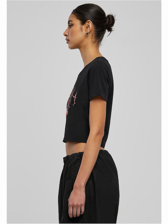 Women's Crop Top Cotton Short Sleeve Black