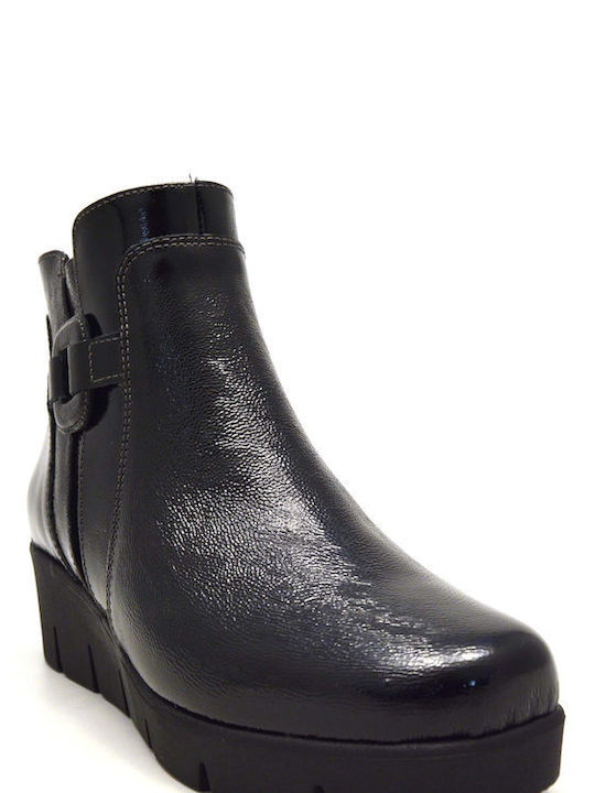 Softies Women's Ankle Boots made of Patent Leather Platform Black