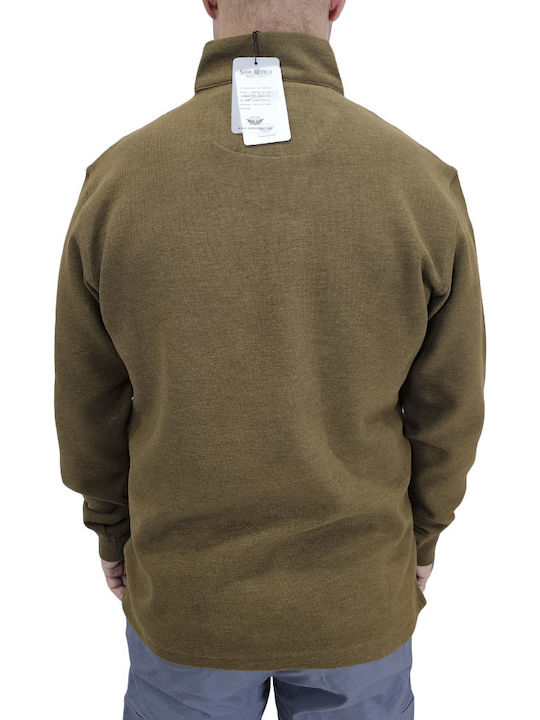 Side Effect Men's Long Sleeve Blouse with Zipper Brown