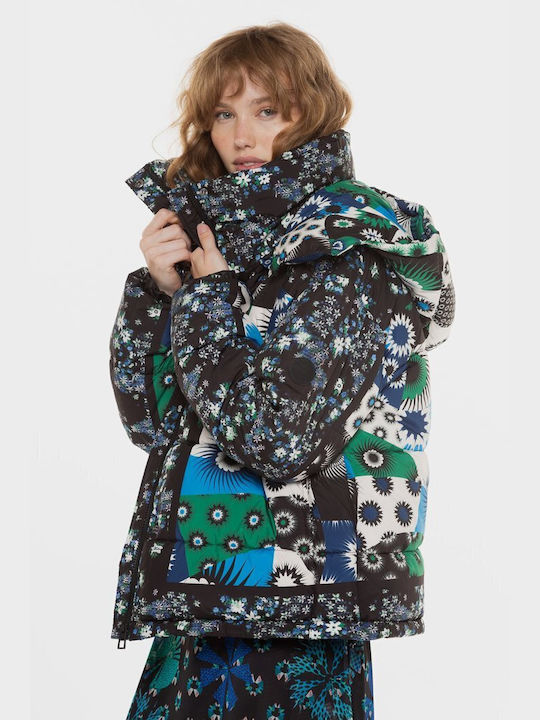 Desigual Kurz Damen Puffer Jacke für Winter Blau