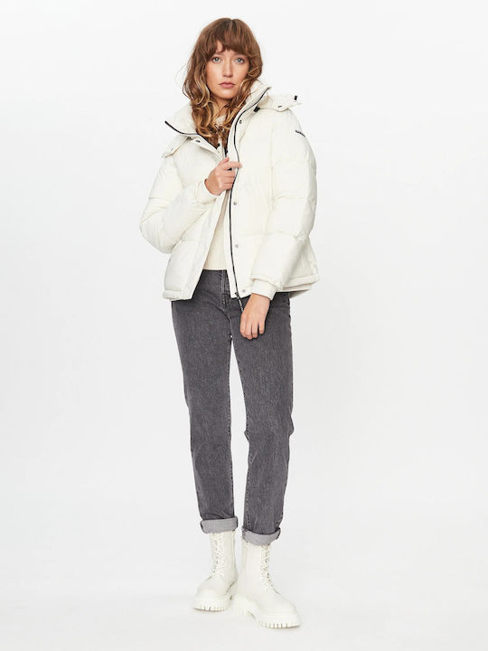 W E1 Drop Scurtă Jachetă de femei Puffer White
