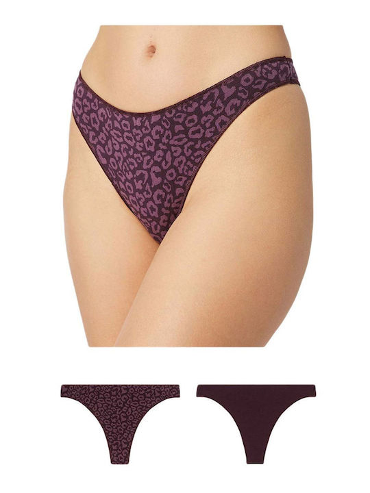 Fimelle Βαμβακερά Women's String 2Pack Purple
