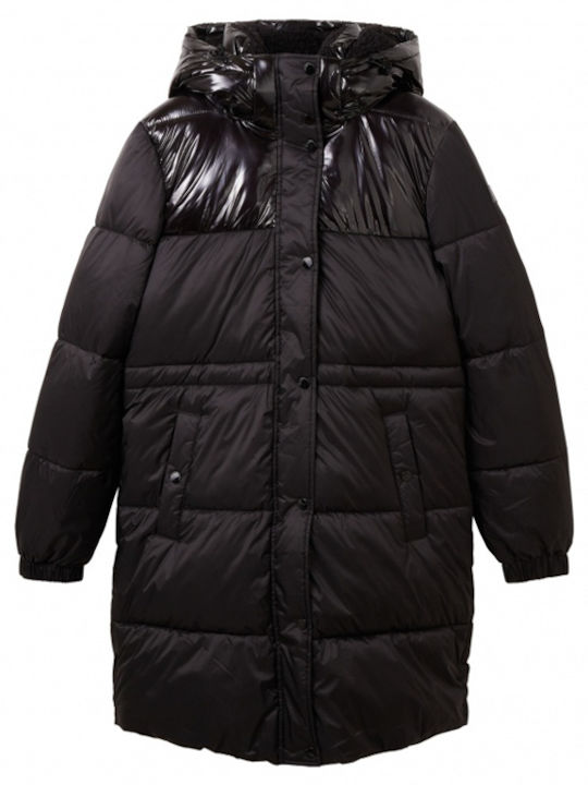 Kurz Damen Puffer Jacke für Winter Schwarz