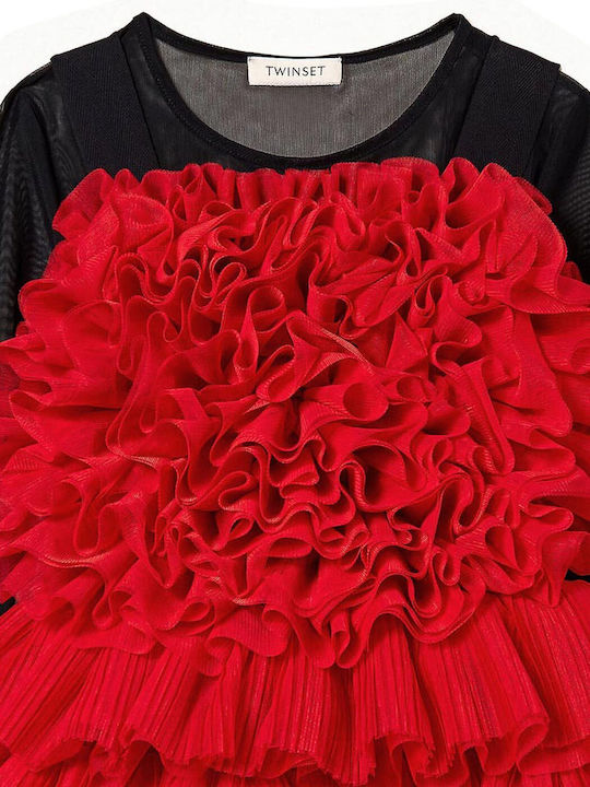 Children's Dress Long Sleeve Tulle Red