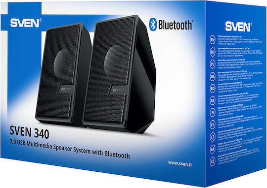 Sven 340 Компютърни тонколони 2.0 с Bluetooth и мощност 6W в Черен цвят