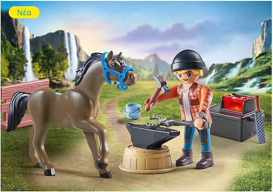 Playmobil Конете на водопада Ковачът Ben с коня Achilles за 4-10 години