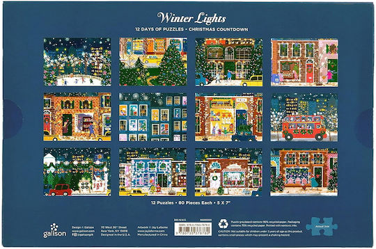 Galison Joy Laforme Winter Lights 12 Days Of Puzzles Holiday Countdown Παζλ Χριστουγεννιάτικο Διακοσμητικό 80τμχ