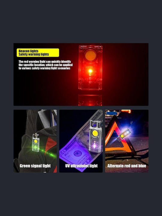 Schlüsselanhänger Öffner Mini Taschenlampe 8 Metallisch mit LED Schwarz