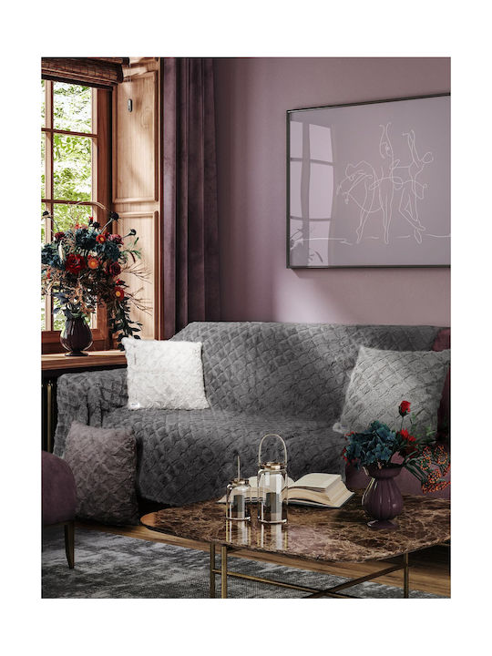 Madi Διακοσμητική Μαξιλαροθήκη Oblong από Γούνα Grey 50x50εκ.