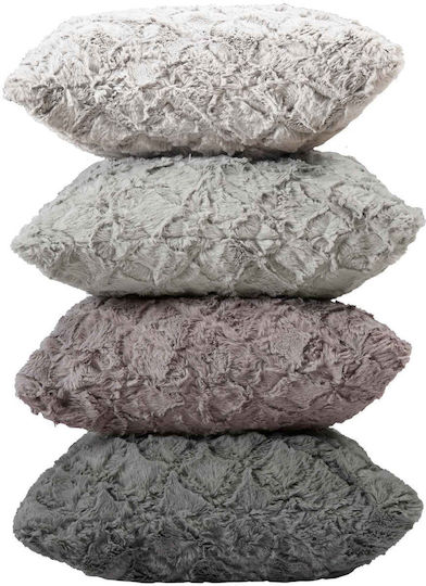 Madi Oblong Decorative Pillow Case with Furry Gray Fabric 50x50cm