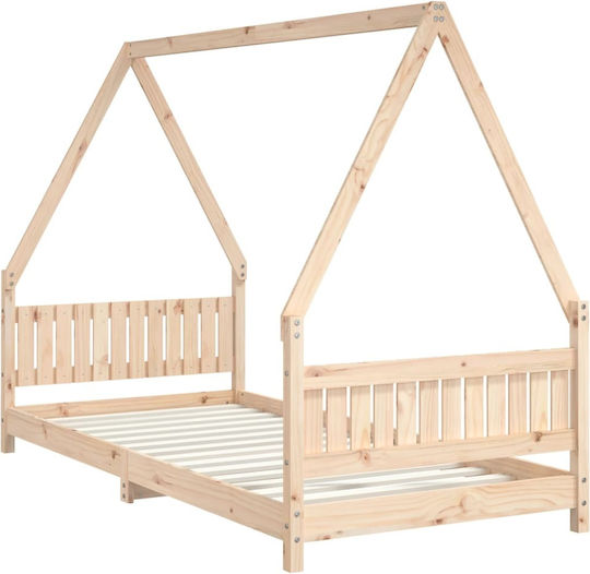 Kinderbett Einzeln Beige für Matratze 90x200cm