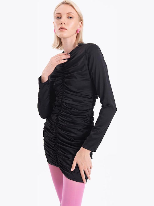 Mini Abendkleid Satin Schwarz